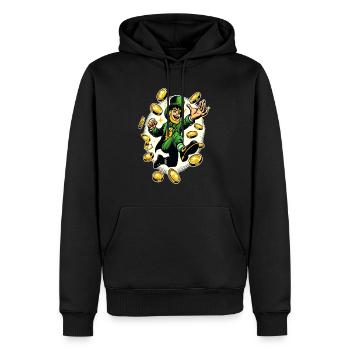 Lucky Leprechaun (Leprechaun irlandais) - Sweat à capuche Premium bio Homme - noir - Devant - Nico (187cm)