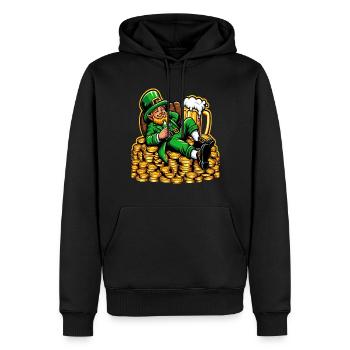 Entspannter Leprechaun (Irischer Kobold) - Männer Premium Bio Hoodie - Schwarz - Vorne - Nico (187cm)