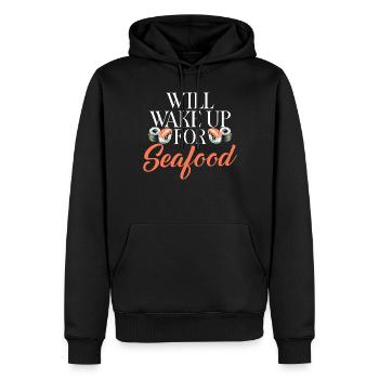 Cadeau pour les amateurs de fruits de mer - Sweat à capuche Premium bio Homme - noir - Devant - Nico (187cm)