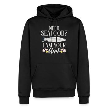 Cadeau pour les amateurs de fruits de mer - Sweat à capuche Premium bio Homme - noir - Devant - Nico (187cm)