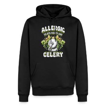 Allergie au céleri allergique à la stupidité et au céleri - Sweat à capuche Premium bio Homme - noir - Devant - Nico (187cm)