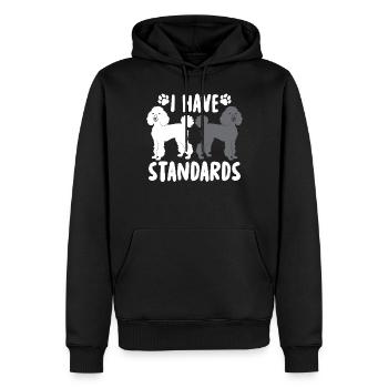 I Have Standards - Männer Premium Bio Hoodie - Schwarz - Vorne - Nico (187cm)