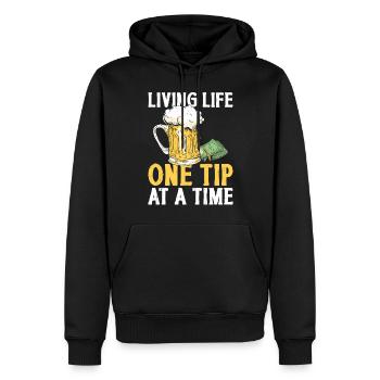 Barman Mixologue Vivre la vie - Sweat à capuche Premium bio Homme - noir - Devant - Nico (187cm)