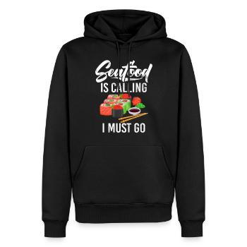 Cadeau pour les amateurs de fruits de mer - Sweat à capuche Premium bio Homme - noir - Devant - Nico (187cm)