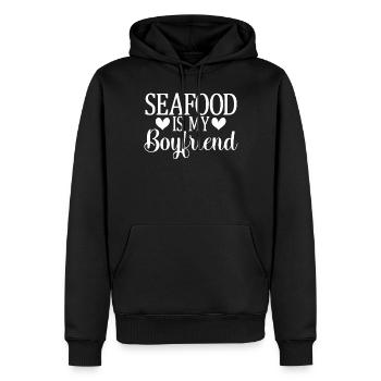 Cadeau pour les amateurs de fruits de mer - Sweat à capuche Premium bio Homme - noir - Devant - Nico (187cm)