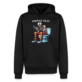 SKELETT TOILETTE SMARTPHONE PAPAS ZEIT - Männer Premium Bio Hoodie - Schwarz - Vorne - Nico (187cm)