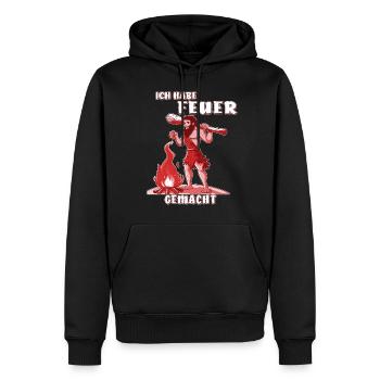 NÉANDERTAL IER A FAIT UN FEU - Sweat à capuche Premium bio Homme - noir - Devant - Nico (187cm)