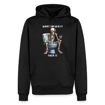 SKELETT WHAT SHOULD IT FUCK IT - Männer Premium Bio Hoodie - Schwarz - Vorne - Nico (187cm)
