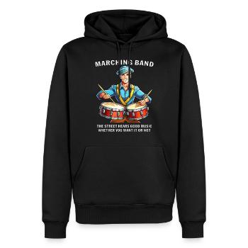LA FANFARE DE LA RUE ENTEND DE LA MUSIQUE - Sweat à capuche Premium bio Homme - noir - Devant - Nico (187cm)