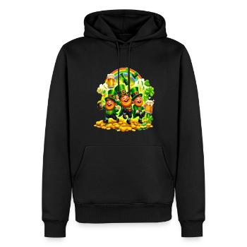 Lutin-arc-en-ciel (Lutin-du-Irlandais - Sweat à capuche Premium bio Homme - noir - Devant - Nico (187cm)