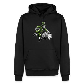 Leprechaun poussant le tonneau (Leprechaun irlandais) - Sweat à capuche Premium bio Homme - noir - Devant - Nico (187cm)