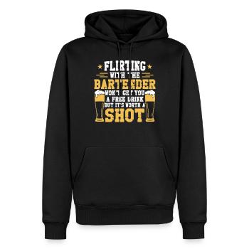 Bartender Mixologist Flirting With - Men’s Premium Organic Hoodie - black - Front - Nico (187cm)