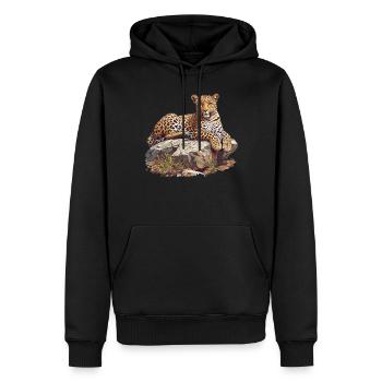 Léopard léopard - Sweat à capuche Premium bio Homme - noir - Devant - Nico (187cm)