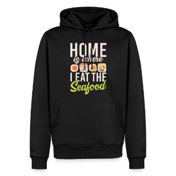 Cadeau pour les amateurs de fruits de mer - Sweat à capuche Premium bio Homme - noir - Devant - Nico (187cm)