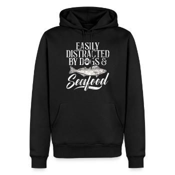 Cadeau pour les amateurs de fruits de mer - Sweat à capuche Premium bio Homme - noir - Devant - Nico (187cm)