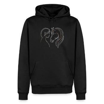 Cavalier Équitation Horse Head Equestrian - Sweat à capuche Premium bio Homme - noir - Devant - Nico (187cm)
