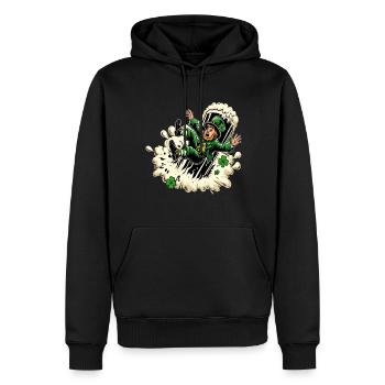 Falling Leprechaun (Leprechaun irlandais) - Sweat à capuche Premium bio Homme - noir - Devant - Nico (187cm)
