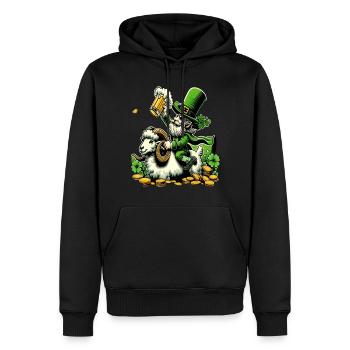 Bélier chevauchant un lutin (lutin irlandais) - Sweat à capuche Premium bio Homme - noir - Devant - Nico (187cm)