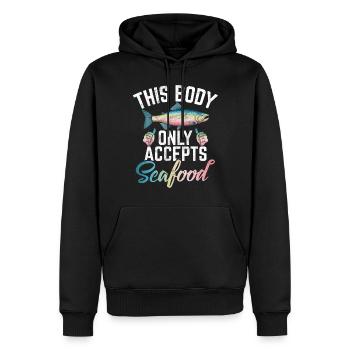 Cadeau pour les amateurs de fruits de mer - Sweat à capuche Premium bio Homme - noir - Devant - Nico (187cm)