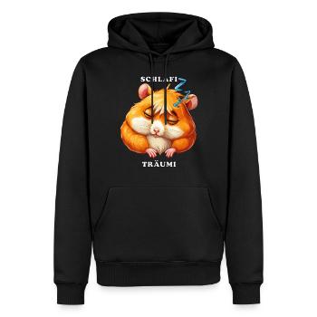 HAMSTER SCHLAFI TRÄUMI - Sweat à capuche Premium bio Homme - noir - Devant - Nico (187cm)