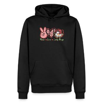 Coccinelle Entomologie Paix, Amour, Coccinelles - Sweat à capuche Premium bio Homme - noir - Devant - Nico (187cm)