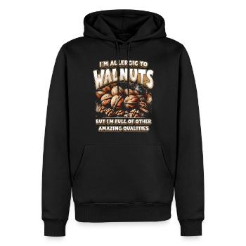 Allergie aux noix - Sweat à capuche Premium bio Homme - noir - Devant - Nico (187cm)
