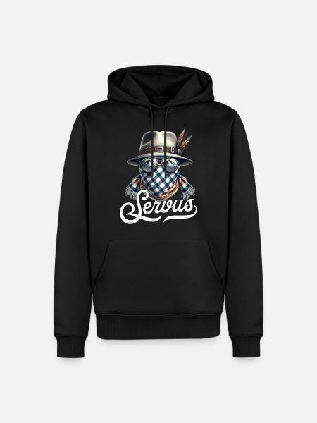 Servus T-Shirt Tracht Herren Trachtenshirt Bayern - Männer Premium Bio Hoodie - Schwarz