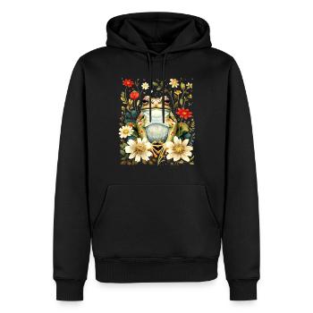 Grenouille florale Cottagecore esthétiquement mignonne - Sweat à capuche Premium bio Homme - noir - Devant - Nico (187cm)