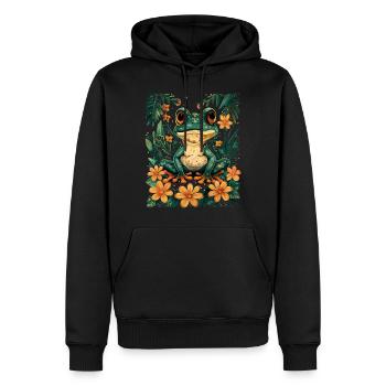 Cottagecore Niedlicher Frosch - Männer Premium Bio Hoodie - Schwarz - Vorne - Nico (187cm)