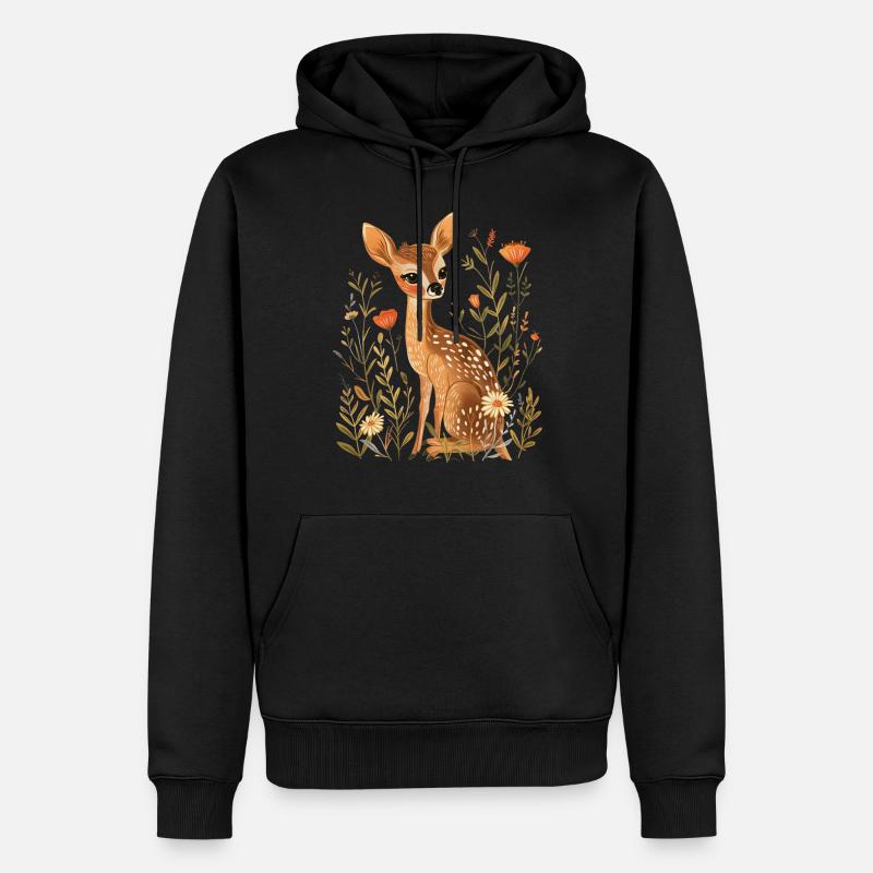 Fleurs Cerf - Sweat à capuche Premium bio Homme - noir