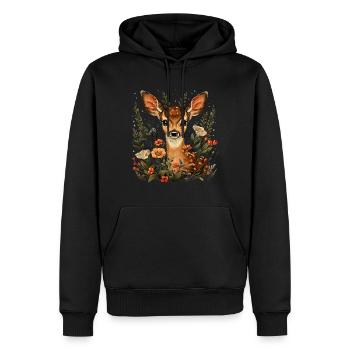 Flowers Deer - Men’s Premium Organic Hoodie - black - Front - Nico (187cm)