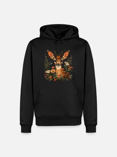 Flowers Deer - Men’s Premium Organic Hoodie - black