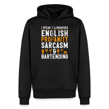 Barman Mixologue I Speak 4 - Sweat à capuche Premium bio Homme - noir - Devant - Nico (187cm)