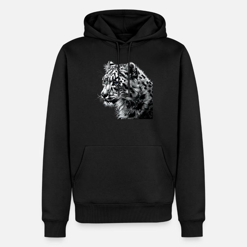 Snow Leopard Schneeleoparden Schneeleopard - Männer Premium Bio Hoodie - Schwarz