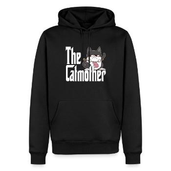 Maman chat La mère chat folle Chat Mère Kitty Maman - Sweat à capuche Premium bio Homme - noir - Devant - Nico (187cm)