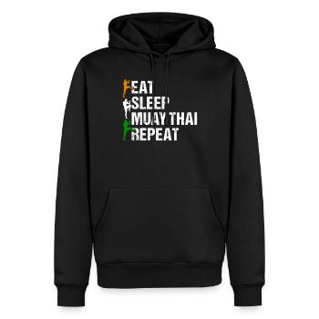 Eat Sleep Muay Thai Repeat - Muay Thai Boxing Muay - Männer Premium Bio Hoodie - Schwarz - Vorne - Nico (187cm)