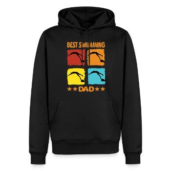 Meilleur père nageur - Sweat à capuche Premium bio Homme - noir - Devant - Nico (187cm)