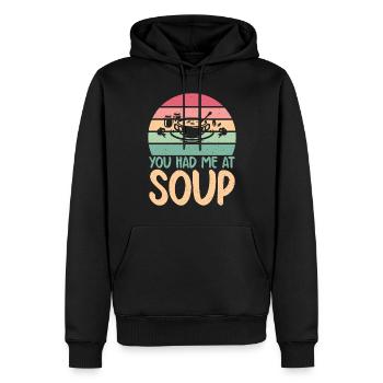 Cadeaux pour les amateurs de soupe - Sweat à capuche Premium bio Homme - noir - Devant - Nico (187cm)