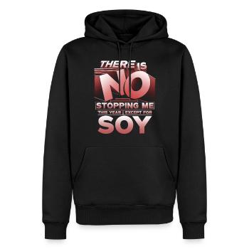 Soy allergy - Men’s Premium Organic Hoodie - black - Front - Nico (187cm)