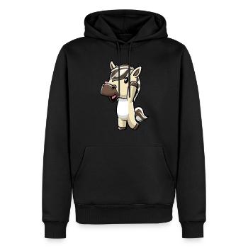 Fjordpferd Kawaii Emoticon - Männer Premium Bio Hoodie - Schwarz - Vorne - Nico (187cm)