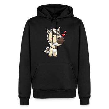Fjordpferd Kawaii Emoticon - Männer Premium Bio Hoodie - Schwarz - Vorne - Nico (187cm)