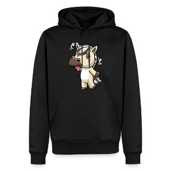 Fjordpferd Kawaii Emoticon - Männer Premium Bio Hoodie - Schwarz - Vorne - Nico (187cm)