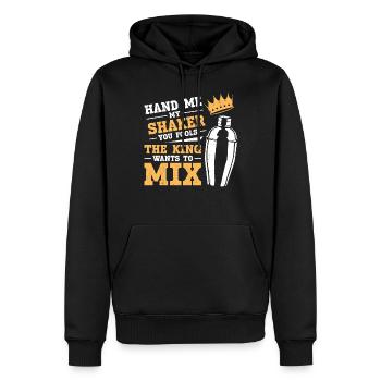 Bartender Mixologist King Hand Me - Männer Premium Bio Hoodie - Schwarz - Vorne - Nico (187cm)
