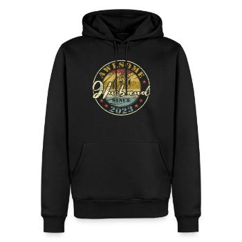 1ter Hochzeitstag toller Ehemann seit 2023 Retro - Männer Premium Bio Hoodie - Schwarz - Vorne - Nico (187cm)