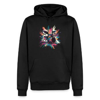 Buntes Abstraktes Drum Set Drummer Drumming - Männer Premium Bio Hoodie - Schwarz - Vorne - Nico (187cm)