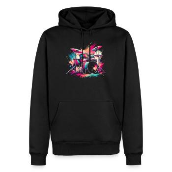 Buntes Abstraktes Drum Set Drummer Drumming - Männer Premium Bio Hoodie - Schwarz - Vorne - Nico (187cm)
