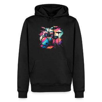 Buntes Abstraktes Drum Set Drummer Drumming - Männer Premium Bio Hoodie - Schwarz - Vorne - Nico (187cm)