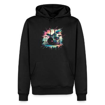 Buntes Abstraktes Drum Set Drummer Drumming - Männer Premium Bio Hoodie - Schwarz - Vorne - Nico (187cm)