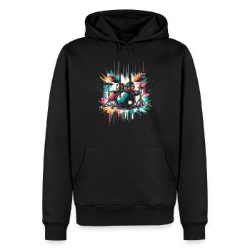 Buntes Abstraktes Drum Set Drummer Drumming - Männer Premium Bio Hoodie - Schwarz - Vorne - Nico (187cm)