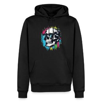 Skull with sunglasses Skull with lots - Men’s Premium Organic Hoodie - black - Front - Nico (187cm)